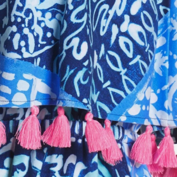 Lilly Pulitzer Meridian Deep Indigo Leied Back Flounce Tassel Midi Dress M - Picture 5 of 5